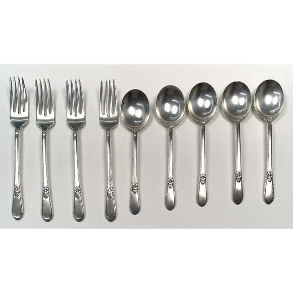 17pc Wm Rogers IS Silverplate MEMORY HIAWATHA Flatware Knives Forks Spoons FLAWS - Picture 5 of 7